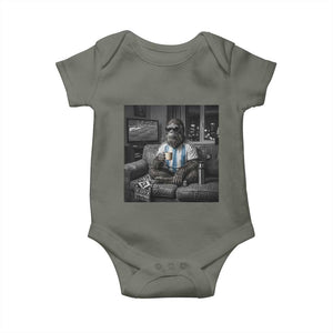 Funny Bigfoot Watching Soccer Baby Onesie Argentina Futbol Fan