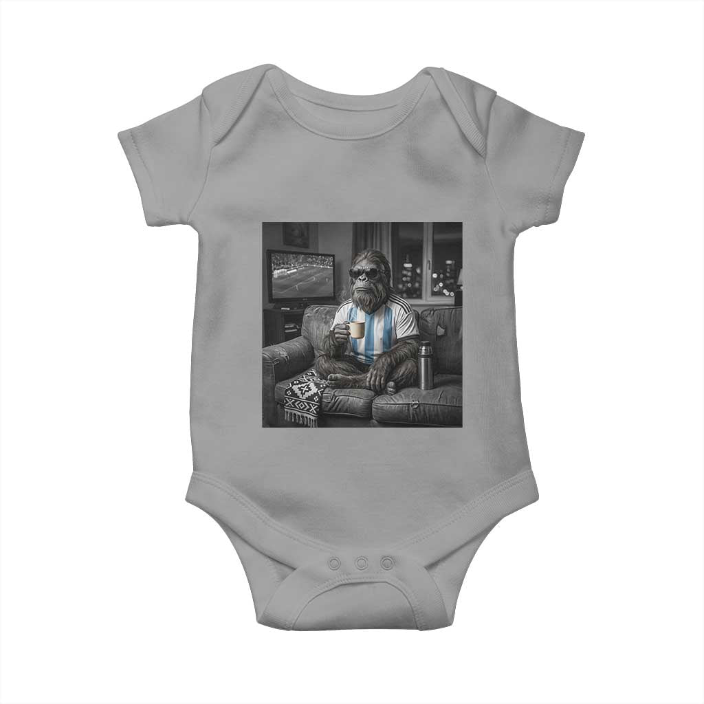 Funny Bigfoot Watching Soccer Baby Onesie Argentina Futbol Fan