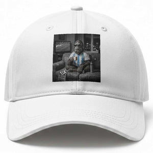 Funny Bigfoot Watching Soccer Baseball Cap Argentina Futbol Fan