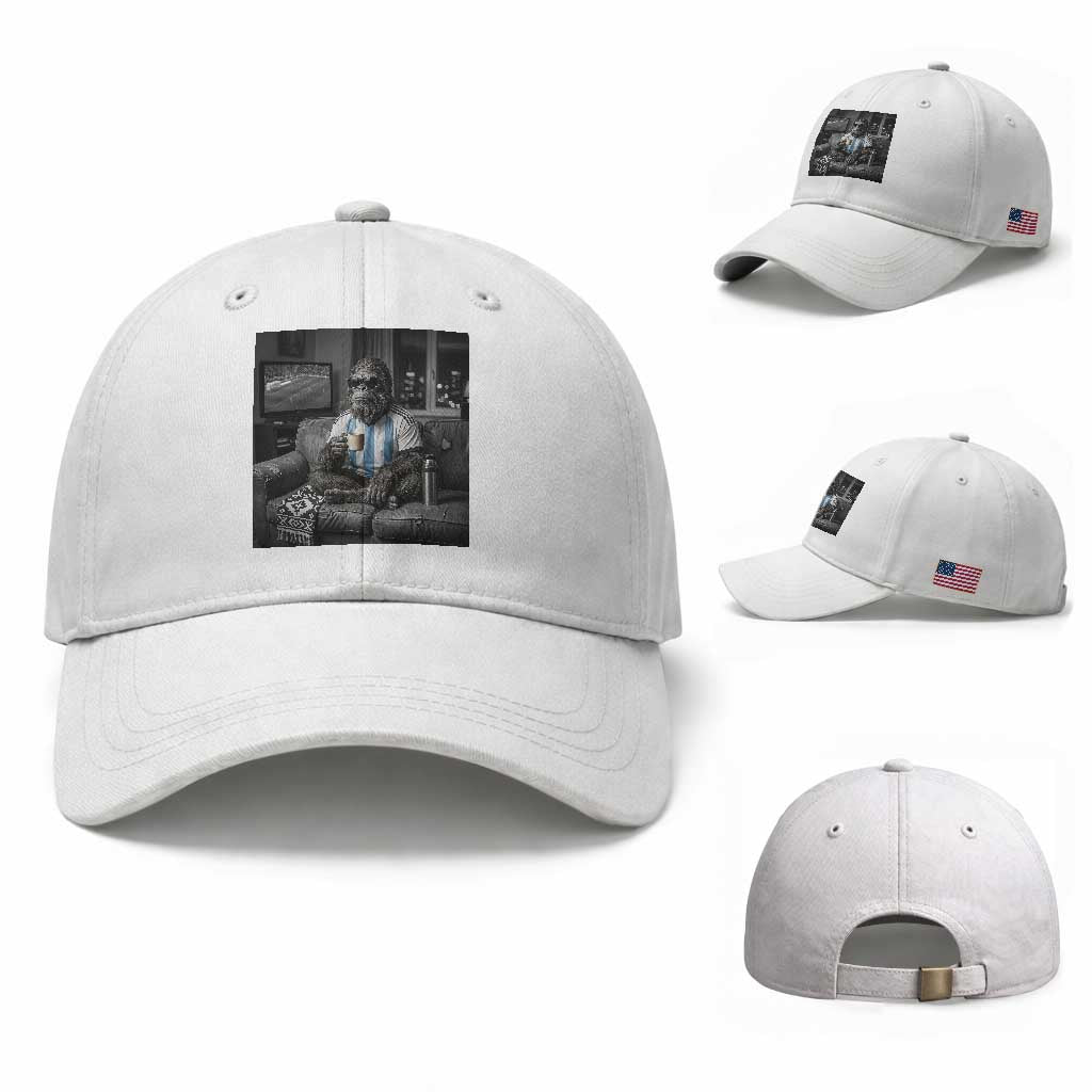 Funny Bigfoot Watching Soccer Baseball Cap Argentina Futbol Fan