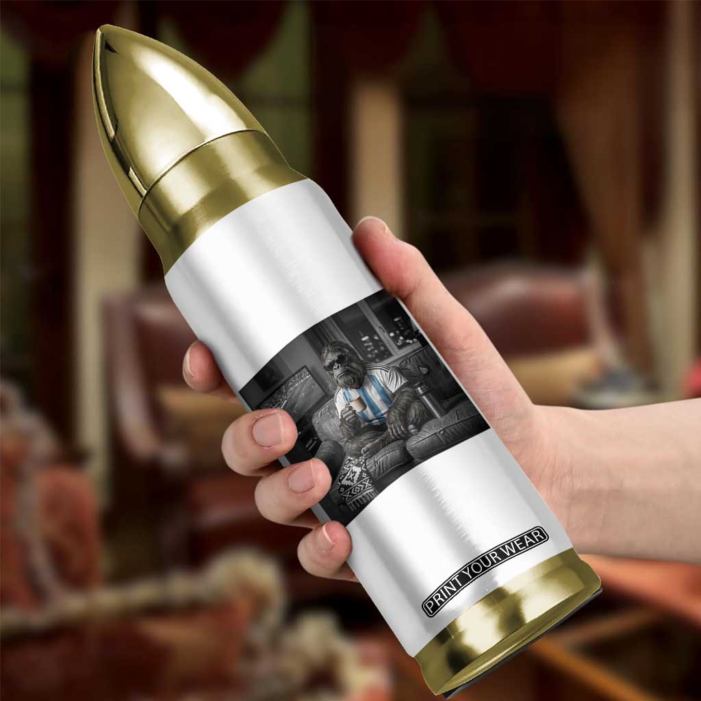 Funny Bigfoot Watching Soccer Bullet Tumbler Argentina Futbol Fan