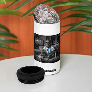 Funny Bigfoot Watching Soccer 4 in 1 Can Cooler Tumbler Argentina Futbol Fan