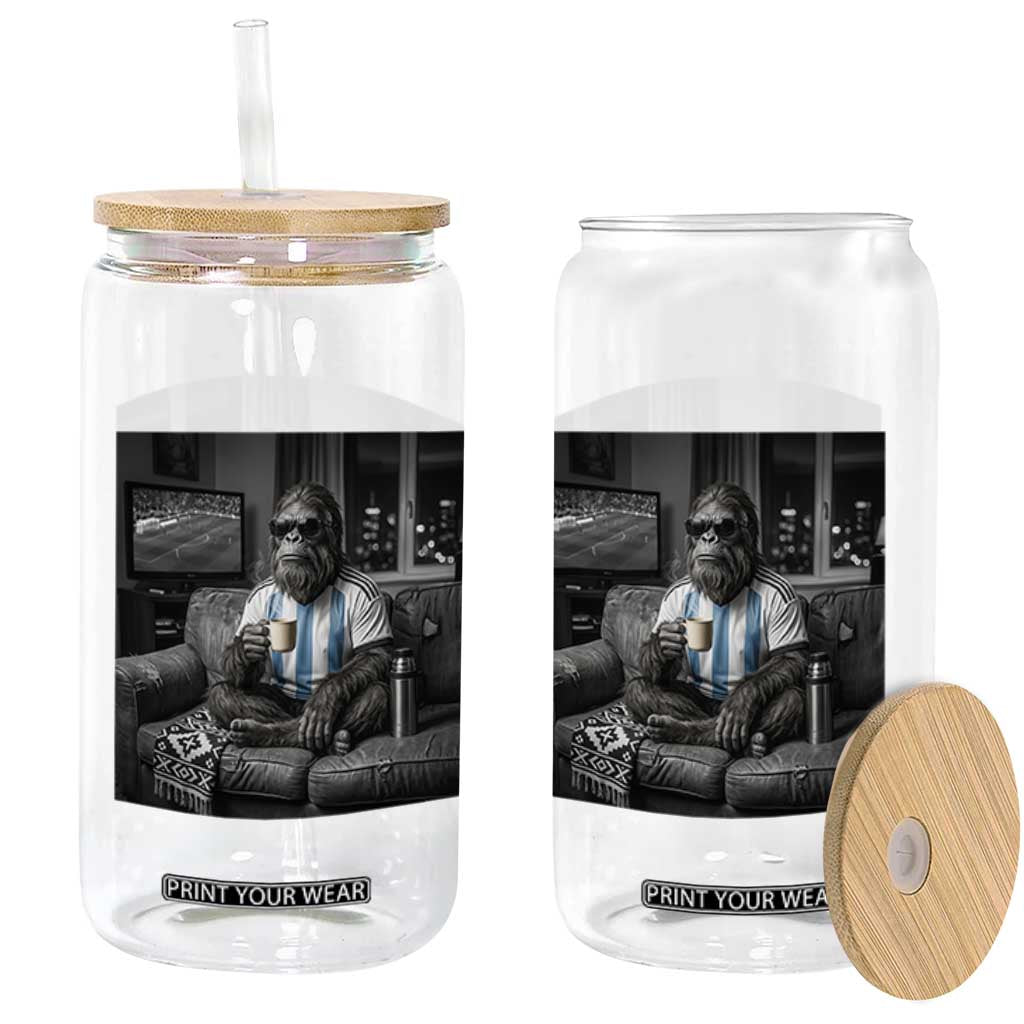 Funny Bigfoot Watching Soccer Glass Can Argentina Futbol Fan