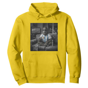 Funny Bigfoot Watching Soccer Hoodie Argentina Futbol Fan