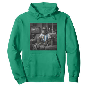 Funny Bigfoot Watching Soccer Hoodie Argentina Futbol Fan