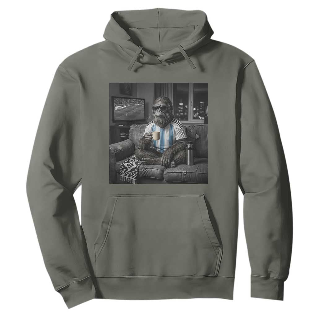 Funny Bigfoot Watching Soccer Hoodie Argentina Futbol Fan