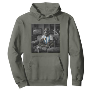 Funny Bigfoot Watching Soccer Hoodie Argentina Futbol Fan