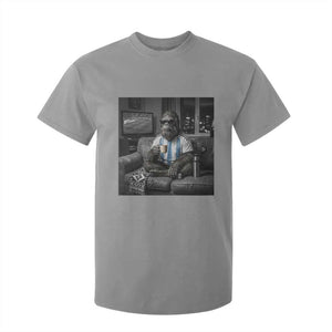 Funny Bigfoot Watching Soccer T Shirt For Kid Argentina Futbol Fan