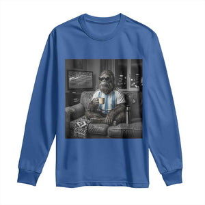 Funny Bigfoot Watching Soccer Long Sleeve Shirt Argentina Futbol Fan