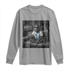 Funny Bigfoot Watching Soccer Long Sleeve Shirt Argentina Futbol Fan