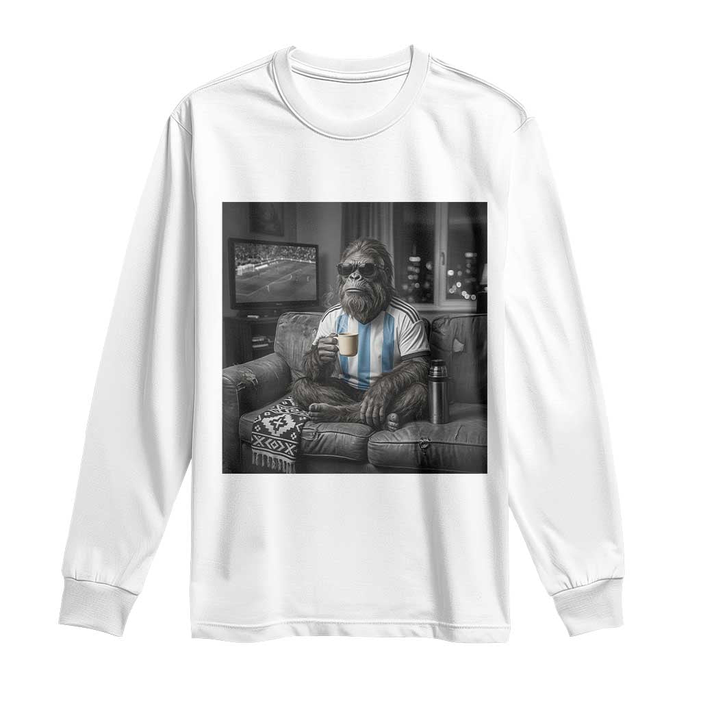 Funny Bigfoot Watching Soccer Long Sleeve Shirt Argentina Futbol Fan