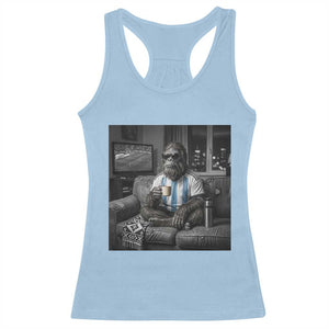 Funny Bigfoot Watching Soccer Racerback Tank Top Argentina Futbol Fan