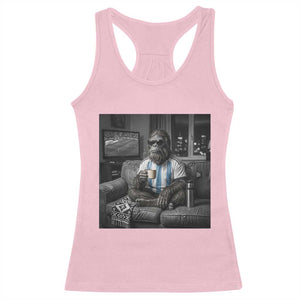 Funny Bigfoot Watching Soccer Racerback Tank Top Argentina Futbol Fan