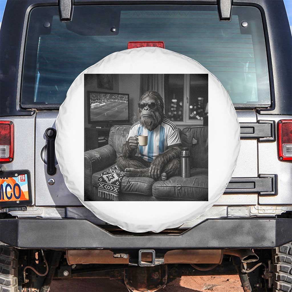 Funny Bigfoot Watching Soccer Spare Tire Cover Argentina Futbol Fan TS12 No hole White Print Your Wear