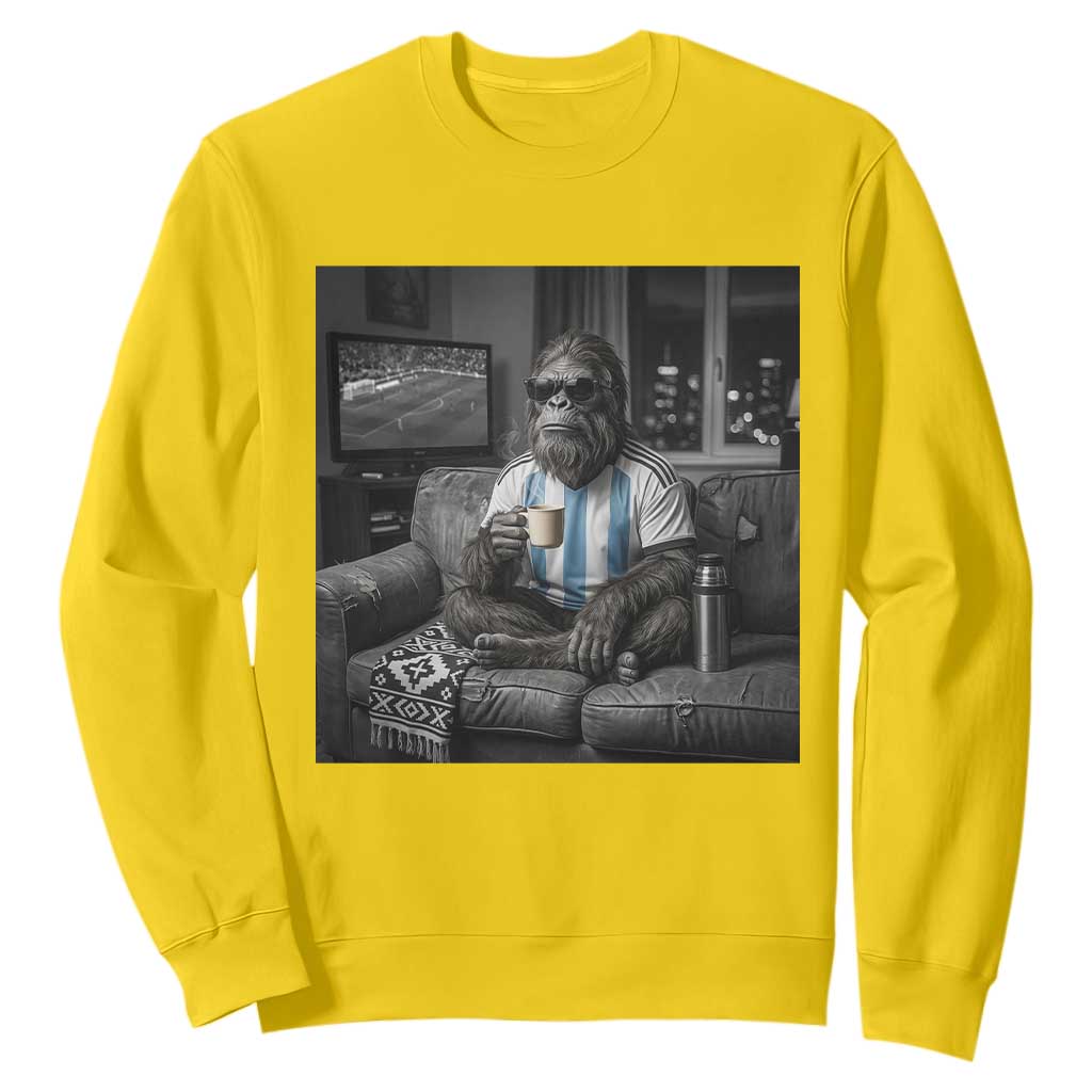 Funny Bigfoot Watching Soccer Sweatshirt Argentina Futbol Fan