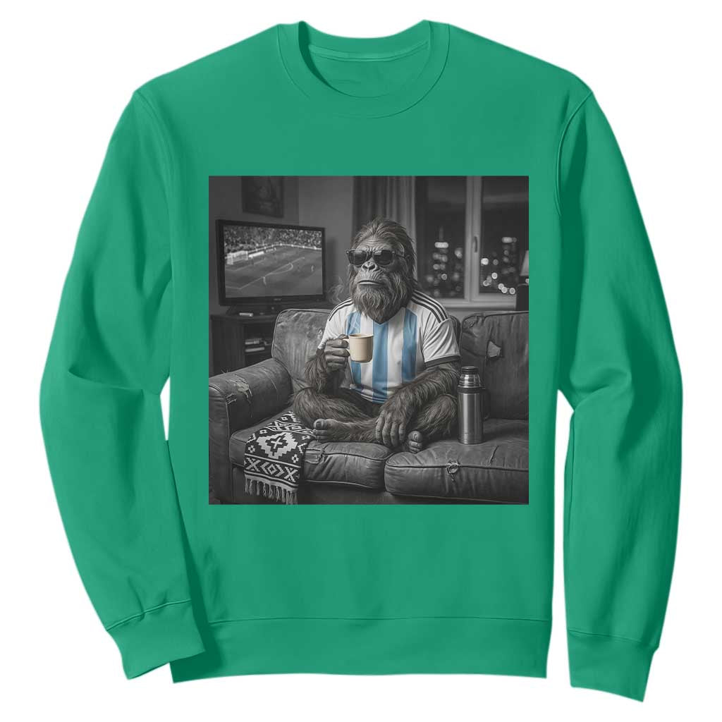 Funny Bigfoot Watching Soccer Sweatshirt Argentina Futbol Fan