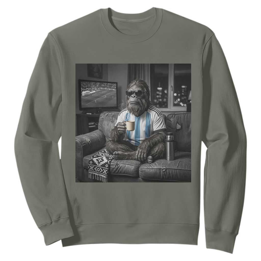 Funny Bigfoot Watching Soccer Sweatshirt Argentina Futbol Fan