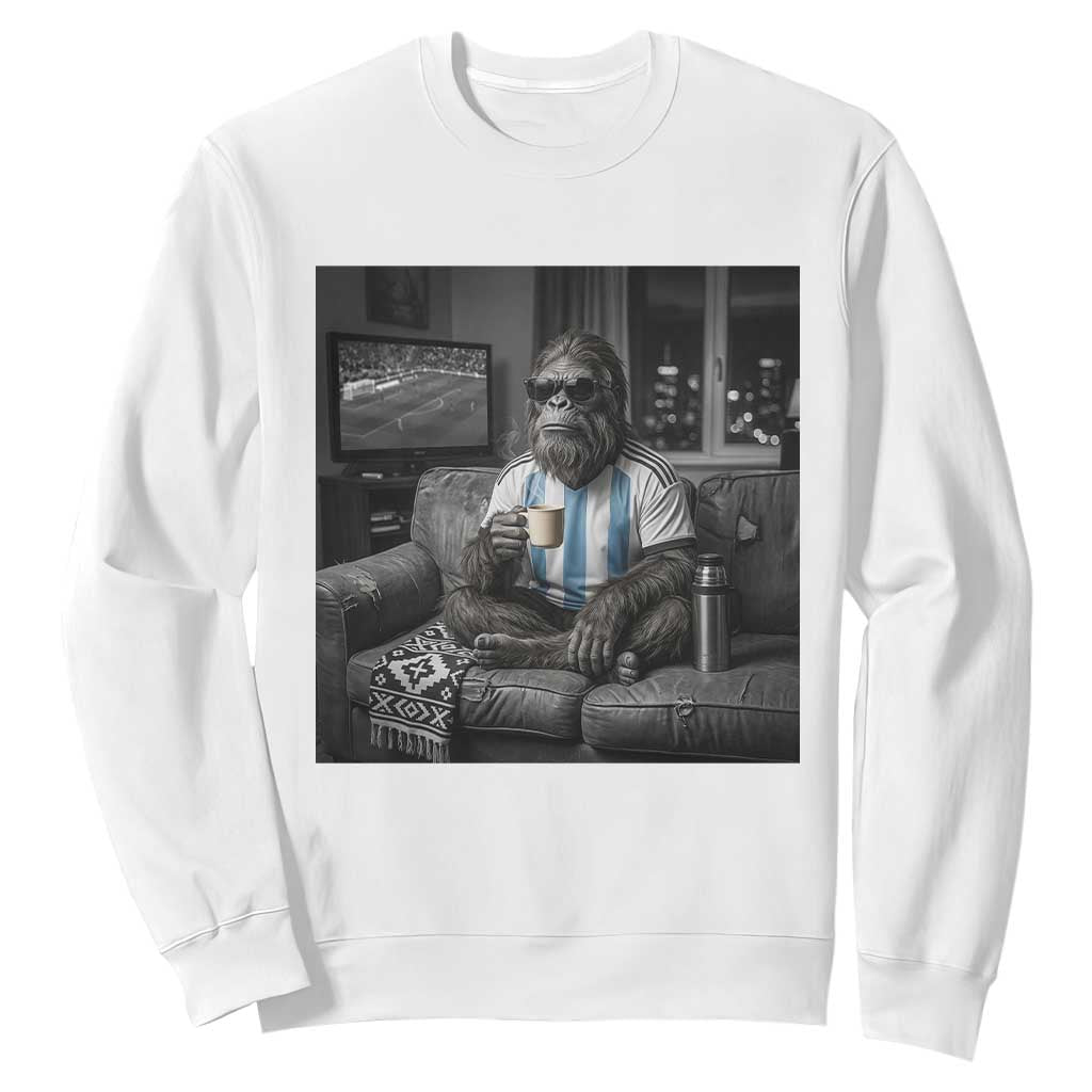 Funny Bigfoot Watching Soccer Sweatshirt Argentina Futbol Fan