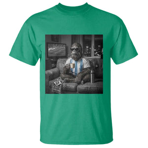 Funny Bigfoot Watching Soccer T Shirt Argentina Futbol Fan