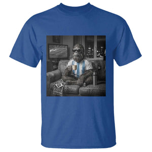 Funny Bigfoot Watching Soccer T Shirt Argentina Futbol Fan