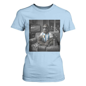 Funny Bigfoot Watching Soccer T Shirt For Women Argentina Futbol Fan
