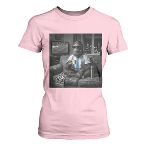 Funny Bigfoot Watching Soccer T Shirt For Women Argentina Futbol Fan