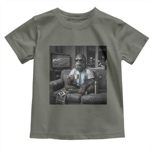Funny Bigfoot Watching Soccer Toddler T Shirt Argentina Futbol Fan