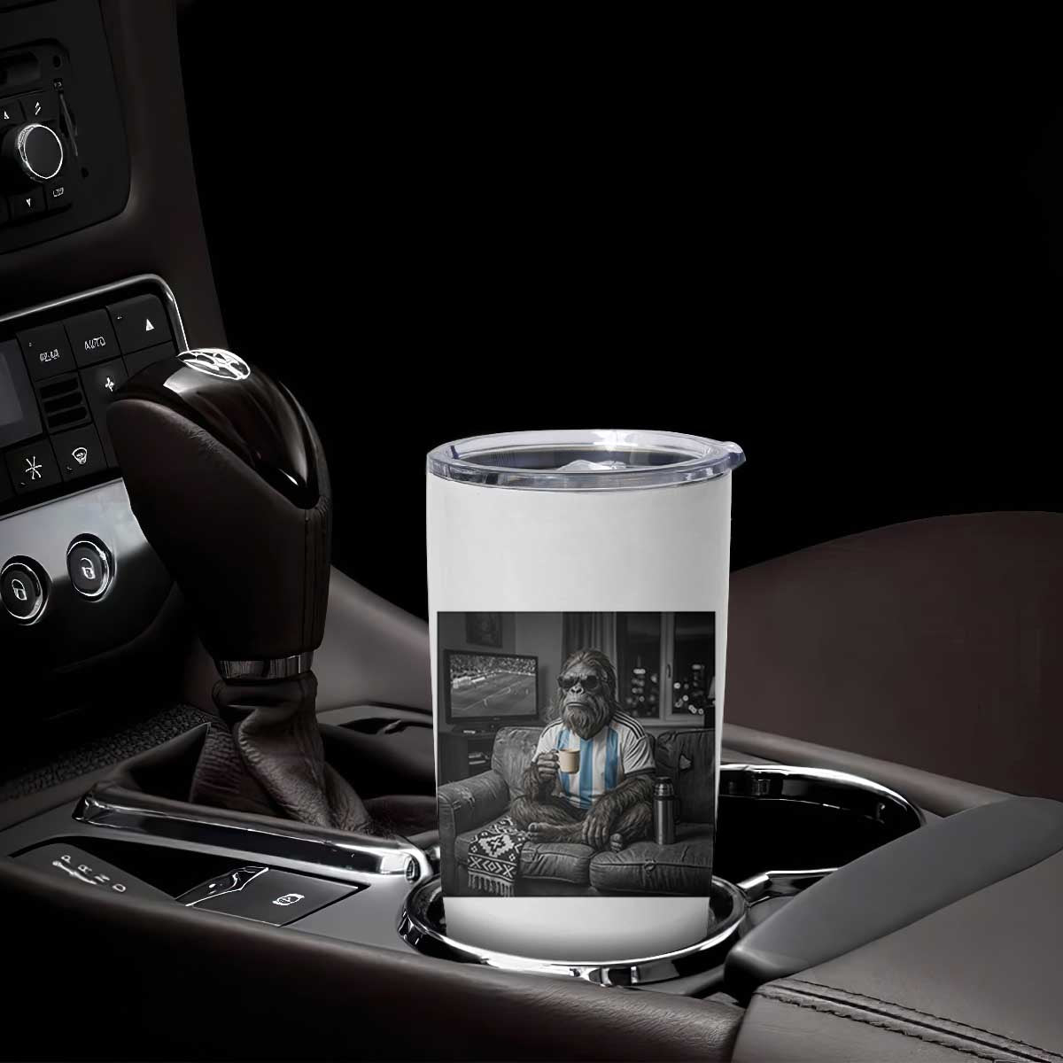 Funny Bigfoot Watching Soccer Tumbler Cup Argentina Futbol Fan