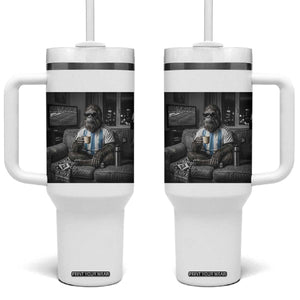 Funny Bigfoot Watching Soccer Tumbler With Handle Argentina Futbol Fan