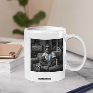 Funny Bigfoot Watching Soccer Coffee Mug Argentina Futbol Fan