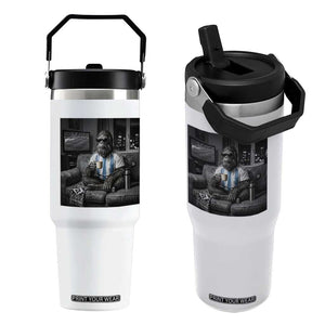 Funny Bigfoot Watching Soccer Flip Straw Tumbler Argentina Futbol Fan