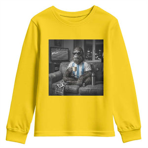 Funny Bigfoot Watching Soccer Youth Sweatshirt Argentina Futbol Fan