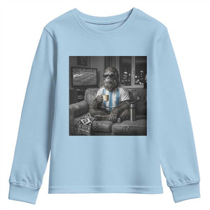Funny Bigfoot Watching Soccer Youth Sweatshirt Argentina Futbol Fan