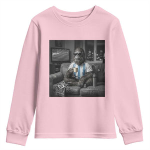 Funny Bigfoot Watching Soccer Youth Sweatshirt Argentina Futbol Fan