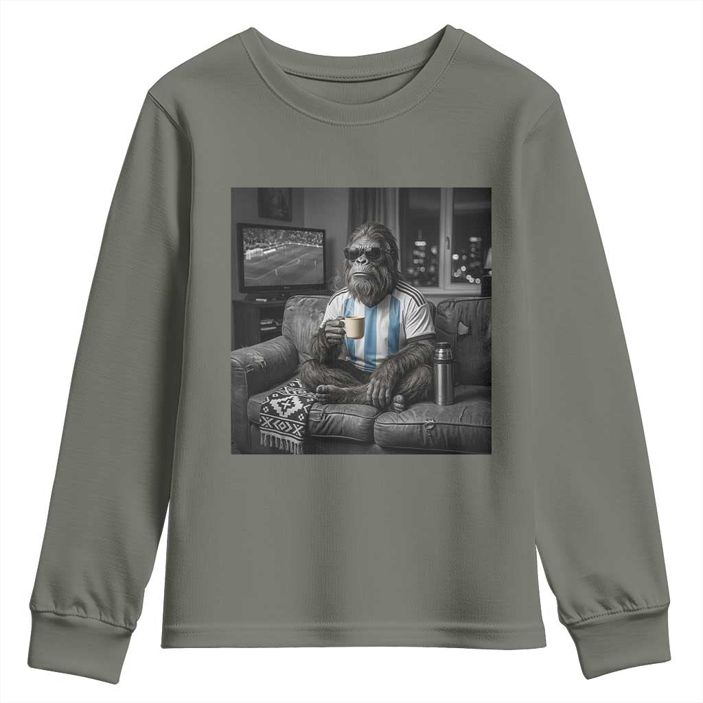 Funny Bigfoot Watching Soccer Youth Sweatshirt Argentina Futbol Fan