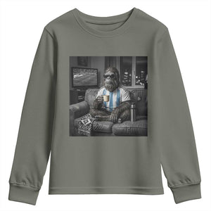 Funny Bigfoot Watching Soccer Youth Sweatshirt Argentina Futbol Fan