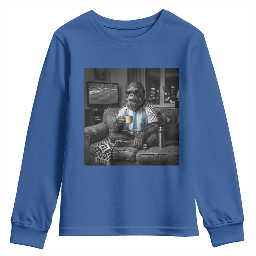 Funny Bigfoot Watching Soccer Youth Sweatshirt Argentina Futbol Fan
