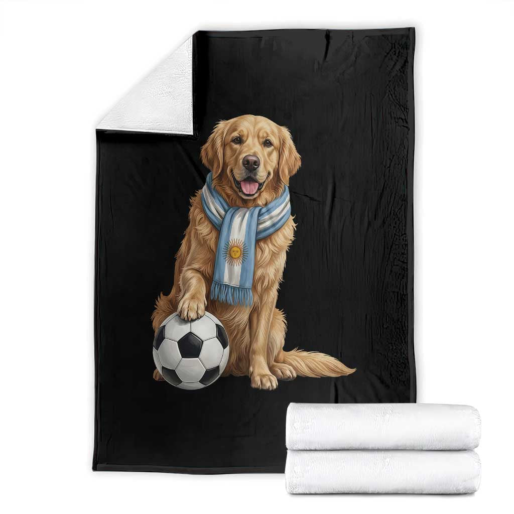 Golden Retriever Soccer Fan Throw Blanket Argentina Football Pride