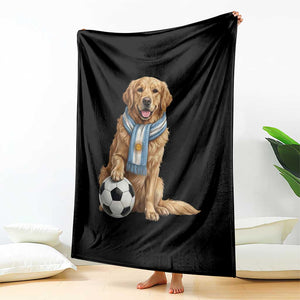 Golden Retriever Soccer Fan Throw Blanket Argentina Football Pride