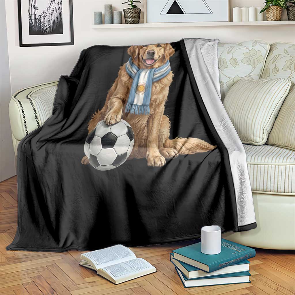 Golden Retriever Soccer Fan Throw Blanket Argentina Football Pride