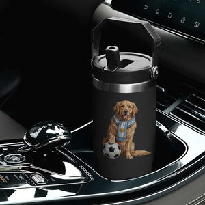 Golden Retriever Soccer Fan Flip Straw Tumbler Argentina Football Pride