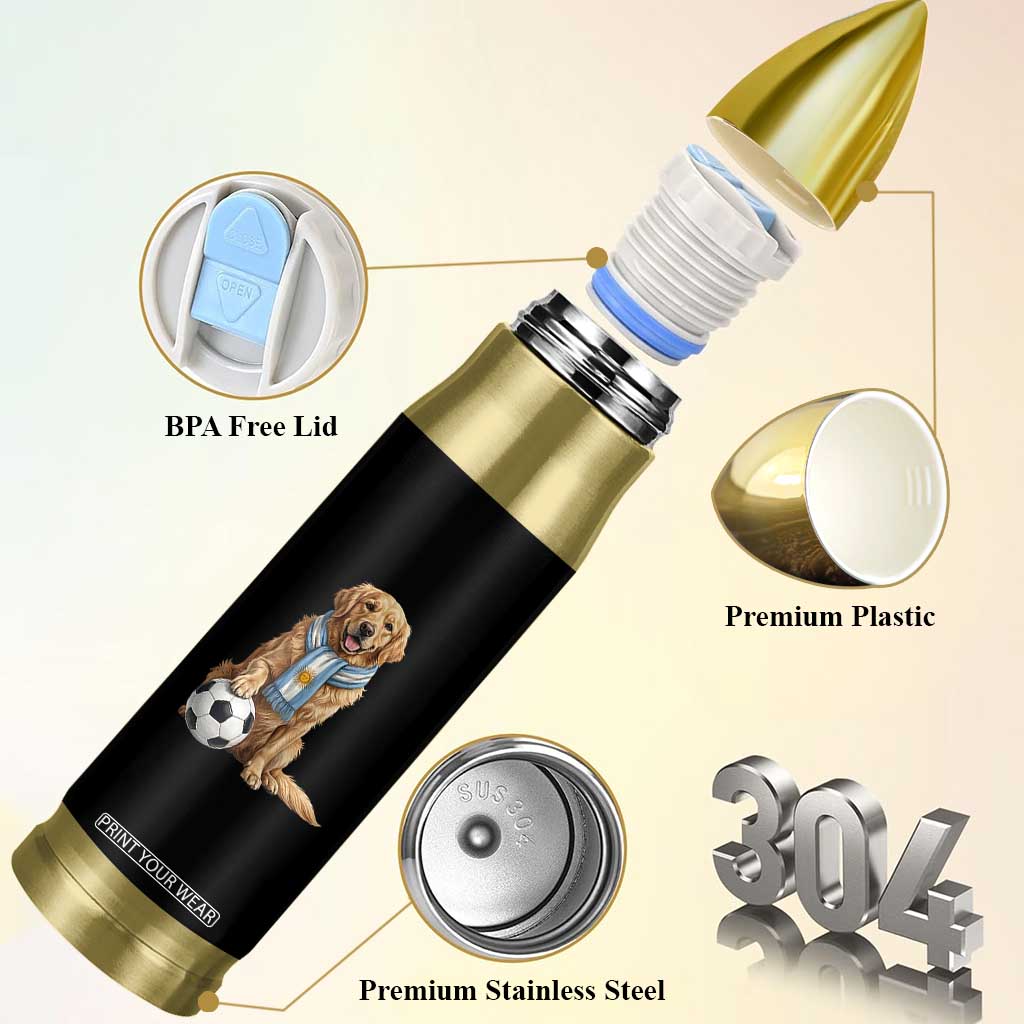 Golden Retriever Soccer Fan Bullet Tumbler Argentina Football Pride