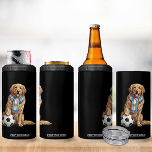 Golden Retriever Soccer Fan 4 in 1 Can Cooler Tumbler Argentina Football Pride