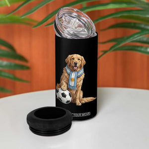 Golden Retriever Soccer Fan 4 in 1 Can Cooler Tumbler Argentina Football Pride
