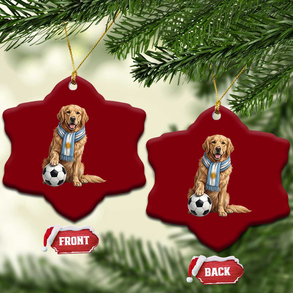 Golden Retriever Soccer Fan Ceramic Ornament Argentina Football Pride