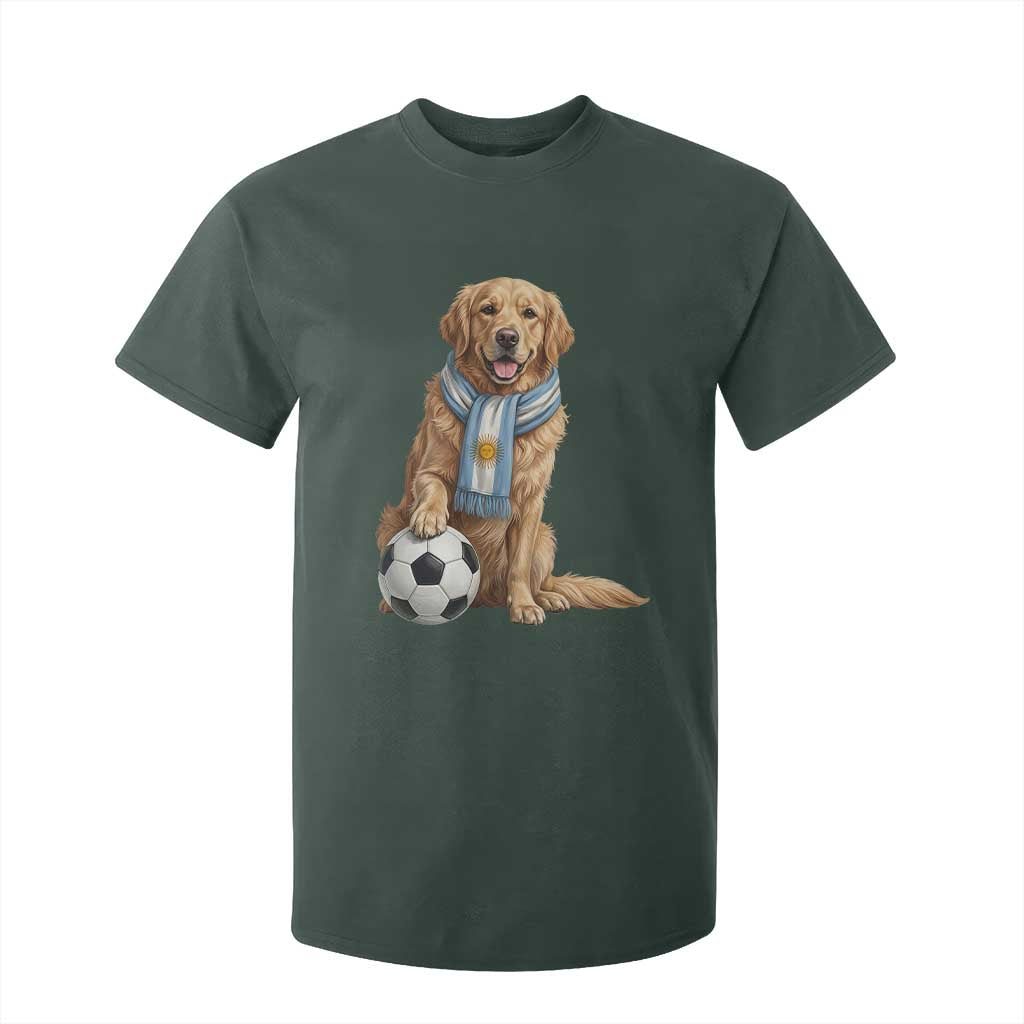 Golden Retriever Soccer Fan T Shirt For Kid Argentina Football Pride