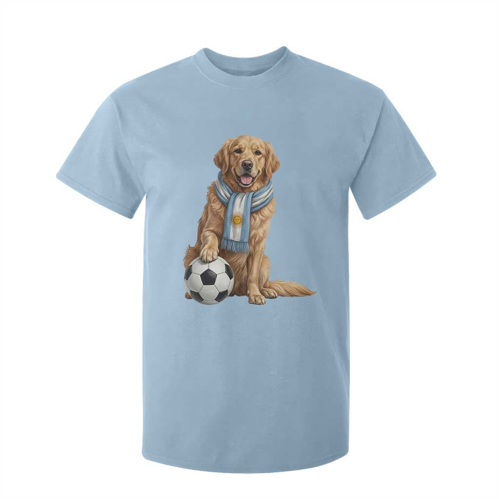 Golden Retriever Soccer Fan T Shirt For Kid Argentina Football Pride