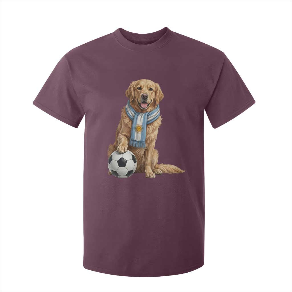 Golden Retriever Soccer Fan T Shirt For Kid Argentina Football Pride