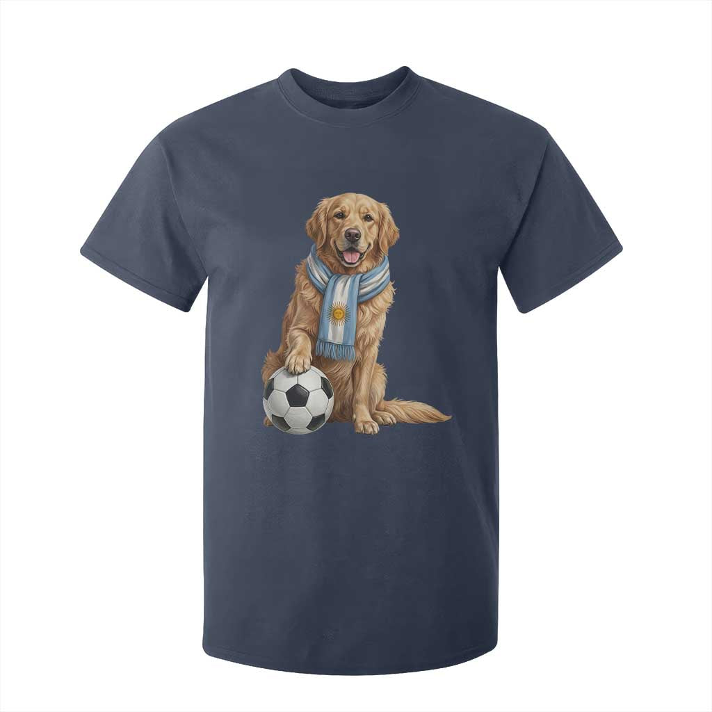 Golden Retriever Soccer Fan T Shirt For Kid Argentina Football Pride