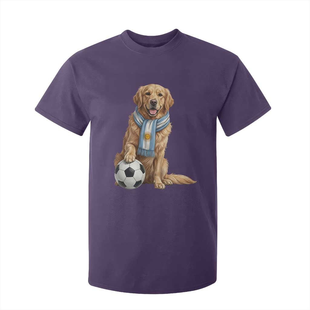 Golden Retriever Soccer Fan T Shirt For Kid Argentina Football Pride